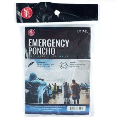 Water Resistant Emergency Poncho With Hood Attached