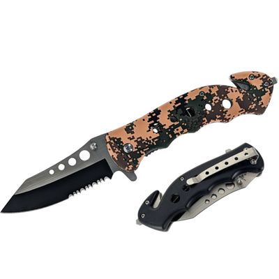 4.75" Spring Assisted Clip Point Half serrated dry dessert digital Camouflage