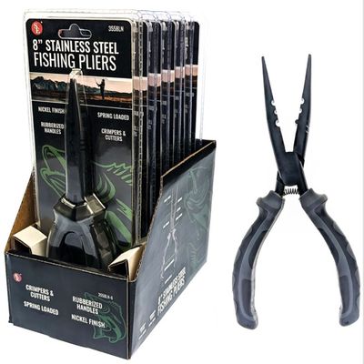 8" Stainless Steel/Nickel Finish Fishing Plier Rubberized Handle