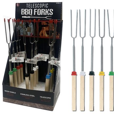 32" Stainless Steel Telescopic Fork W/Wood Handle