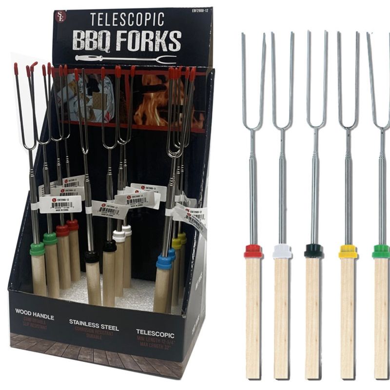 32" Stainless Steel Telescopic Fork W/Wood Handle