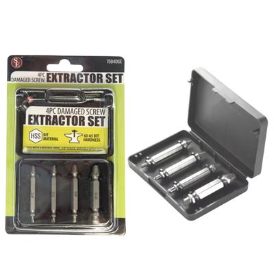 4 Pc Damaged Screw Extractor Set, Bit Size 1-4