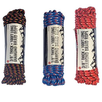 100'x3/8" Thick Diamond Braid 600 Lbs Breaking /200 Lbs Working Load