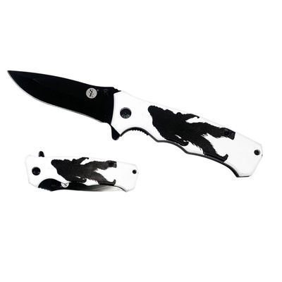 4.5"/8" Spring Assisted Drop Point Black Blade,Bigfoot Design Pocket Knife with Clip