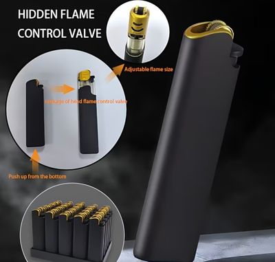 lighters - adjustable, refillable - black and gold