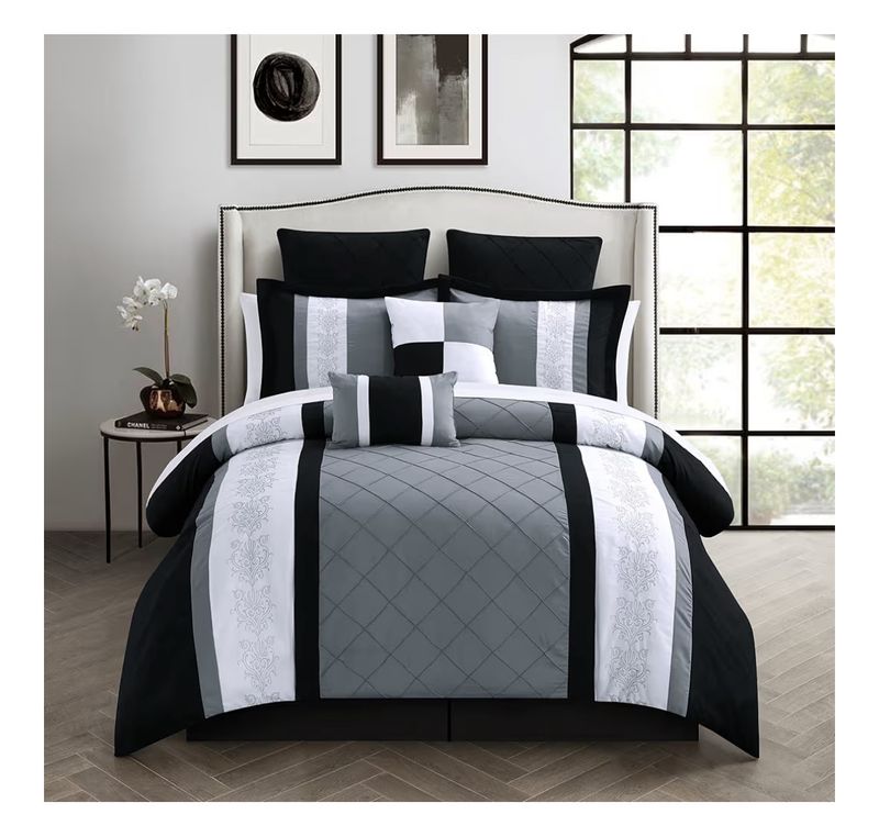 COMFORTER 24PC SET,BLACK,KING