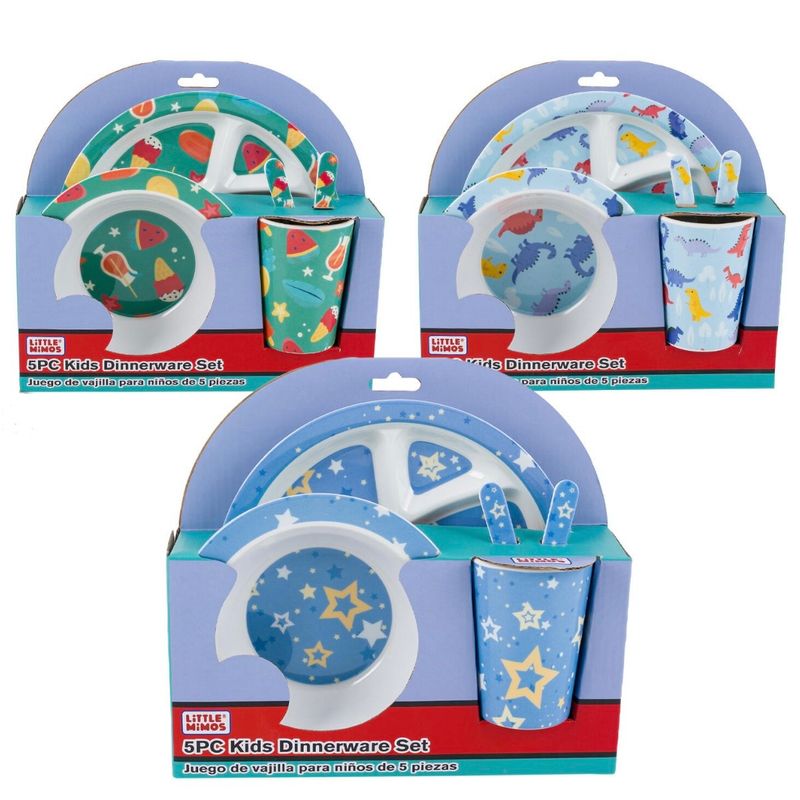 FEEDING SET,5PC 3-SECT MELAMIN