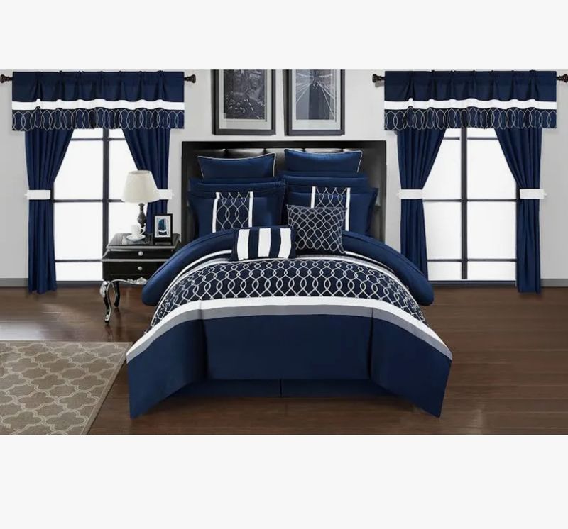COMFORTER 24PC SET,NAVY,QUEEN