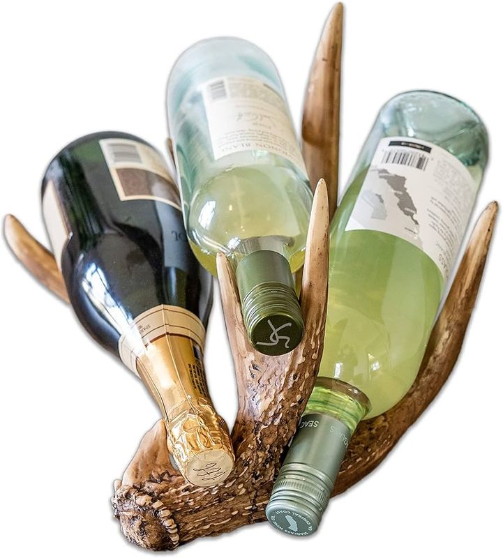 MOUNTAIN MIKE'S 3 BOTTLE WINE RACK - ANTLER