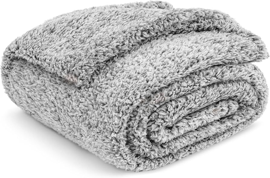 50" X 60" SHERPA THROW BLANKET - FROSTY BLACK