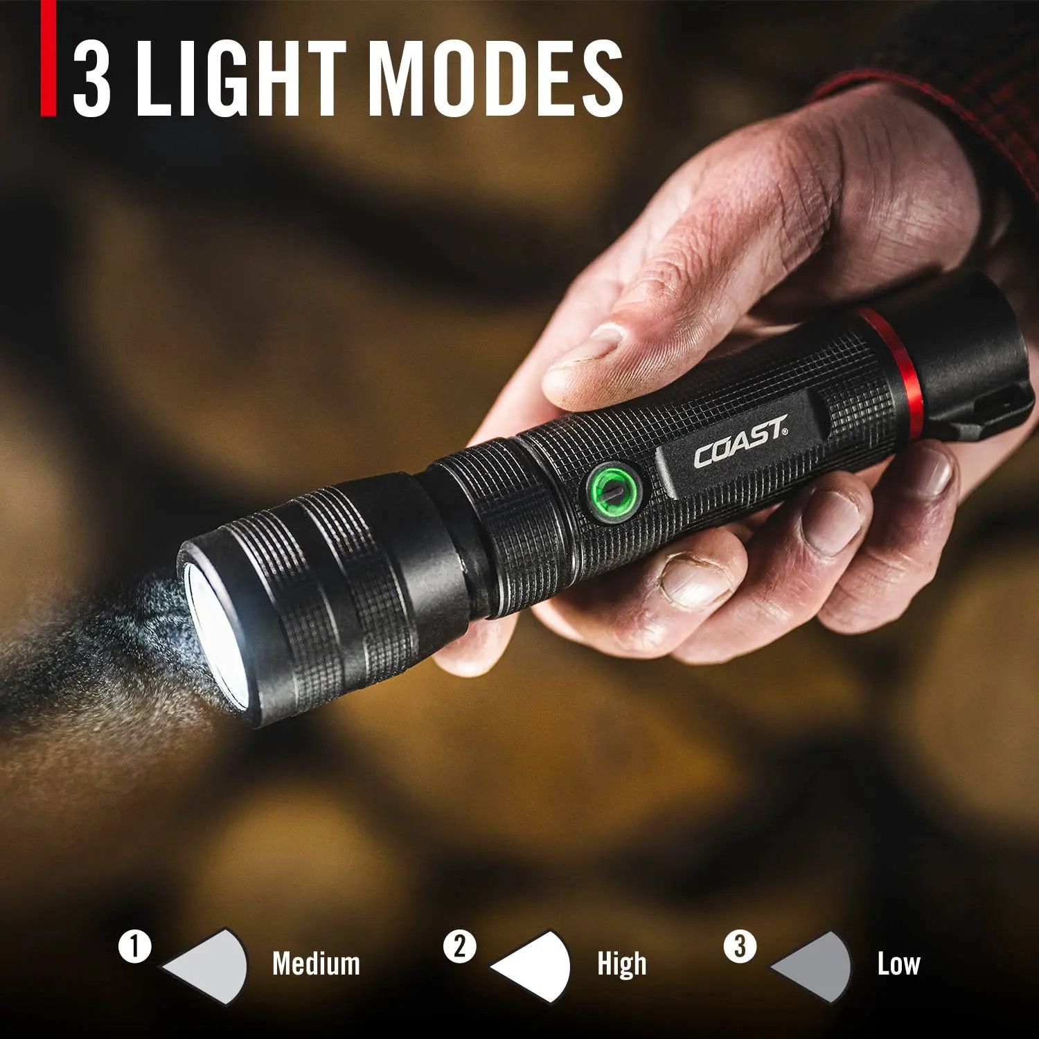 COAST G60R 1,000 LUMENS RECHARGEABLE 3 MODE BULLSEYE PURE BEAM FLASHLIGHT