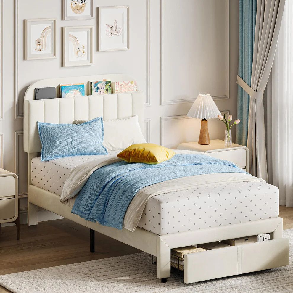 Twin Bed Frame with Drawer