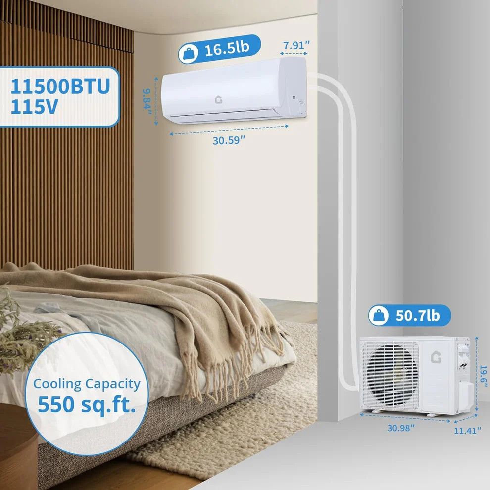 Seer 19 11500btu 115v mini split air conditioner USED