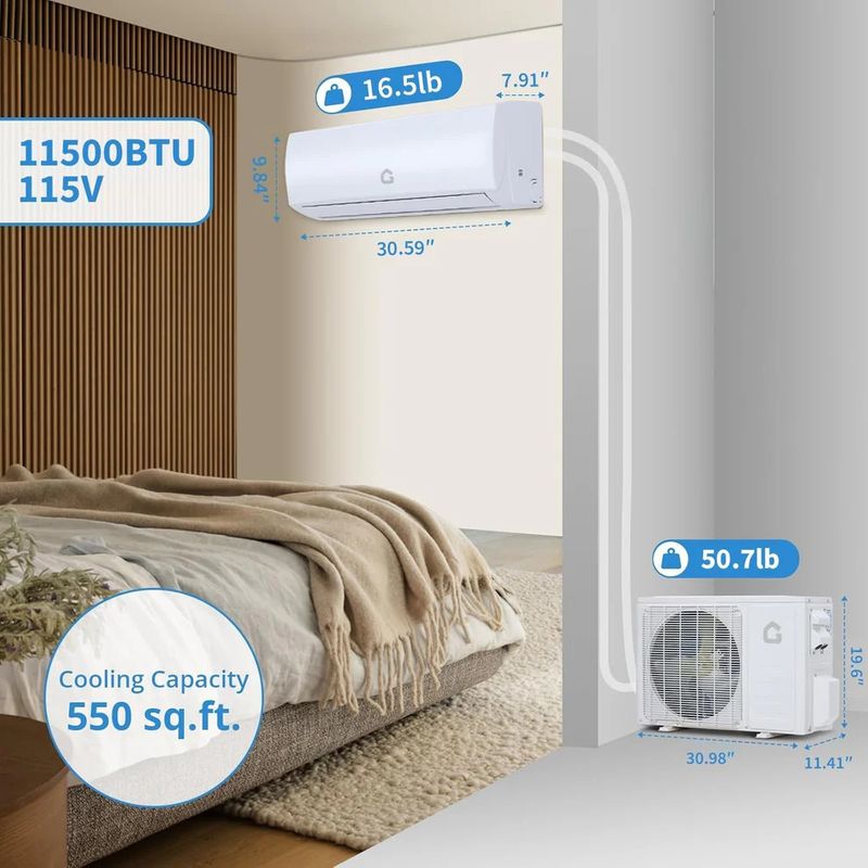 Seer 19 11500btu 115v mini split air conditioner USED