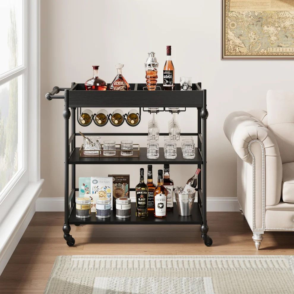 Bar Cart 3 Tier Serving Cart