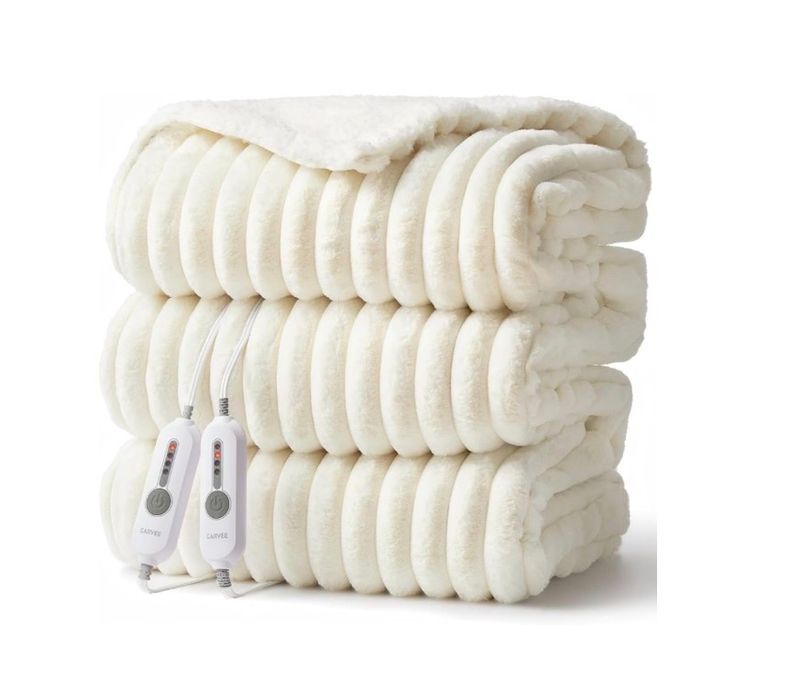 90x100 King Heated Blanket, Dual Control, Cream White