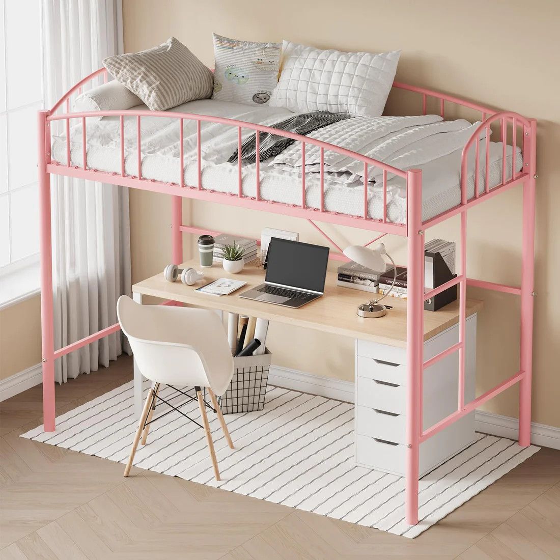 Pink Twin size loft bed