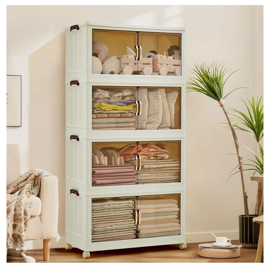 4 compartment stackable storage cabinet