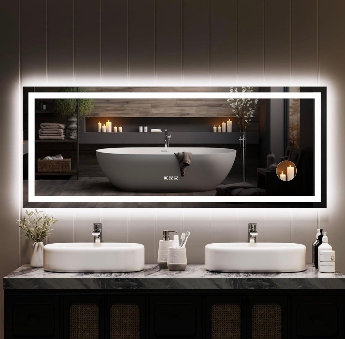 60x24 Bathroom Mirror with Lights, Backlit