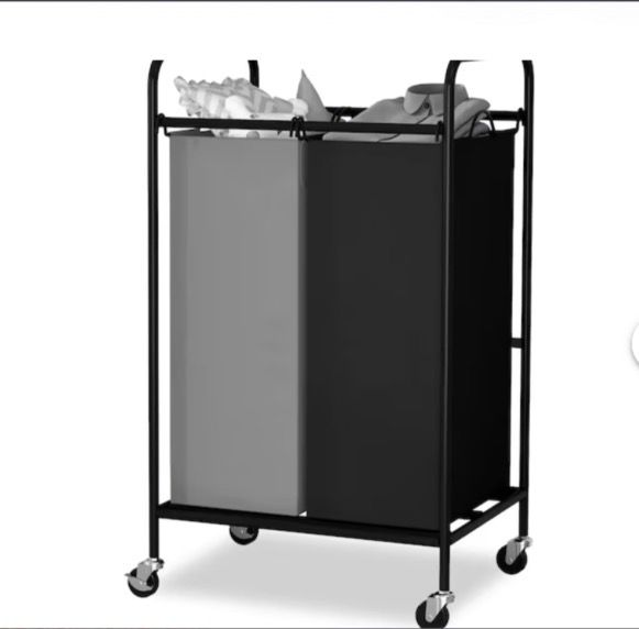 2-Bag Laundry Sorter Cart 120L Rolling