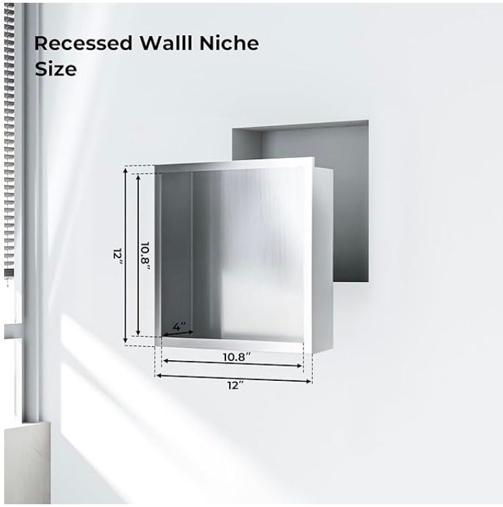 Stainless Steel Shower Niche, 12”x12”