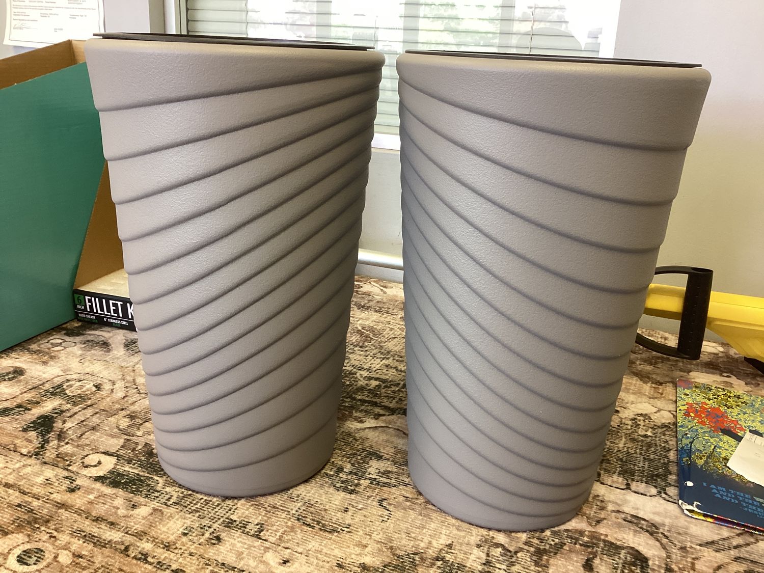 Self Watering Planters - set of 2 - light gray