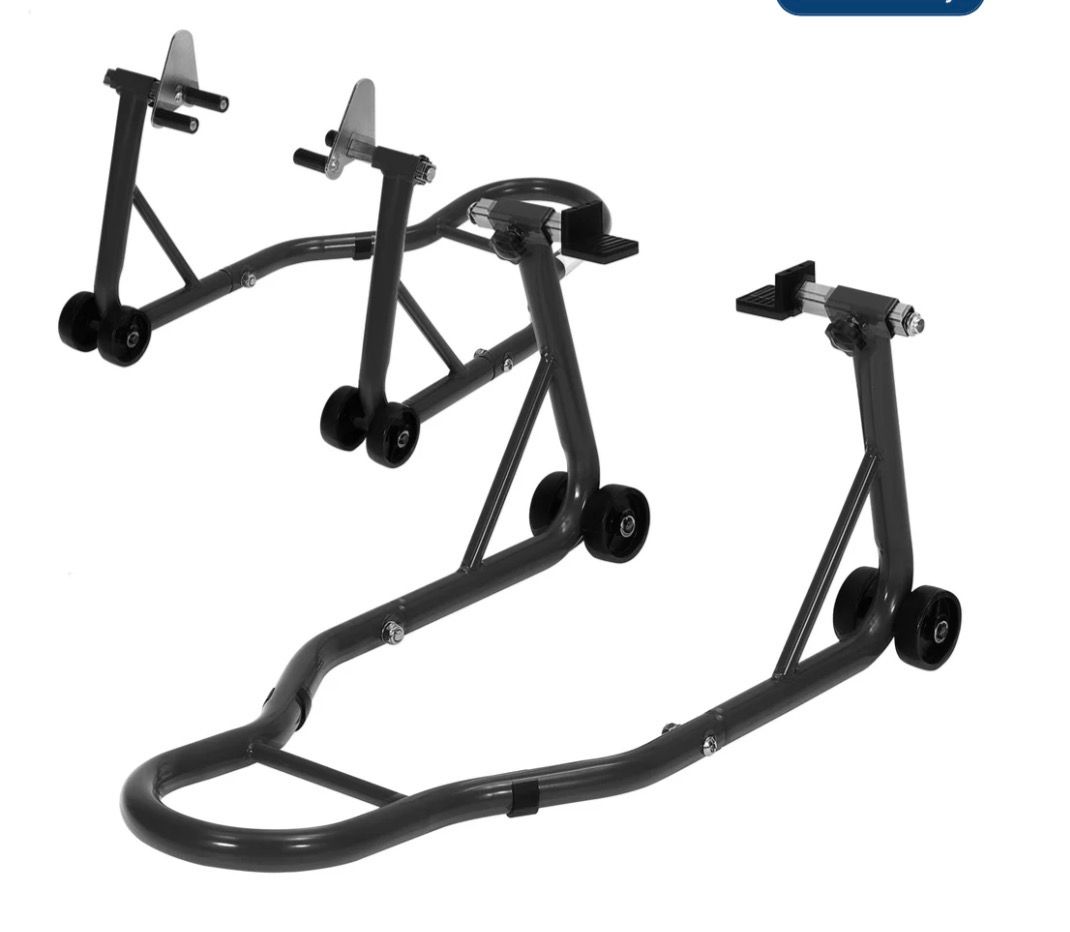 Motorcycle Stand Lift - 900lbs Front &amp; Rear Combo Universal, Blk