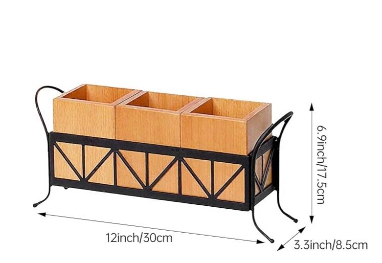 Wooden Silverware Holder, 3 Detachable Compartments