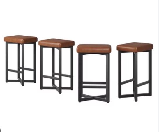 Set of 4, 24.6" Counter Height Backless Barstools
