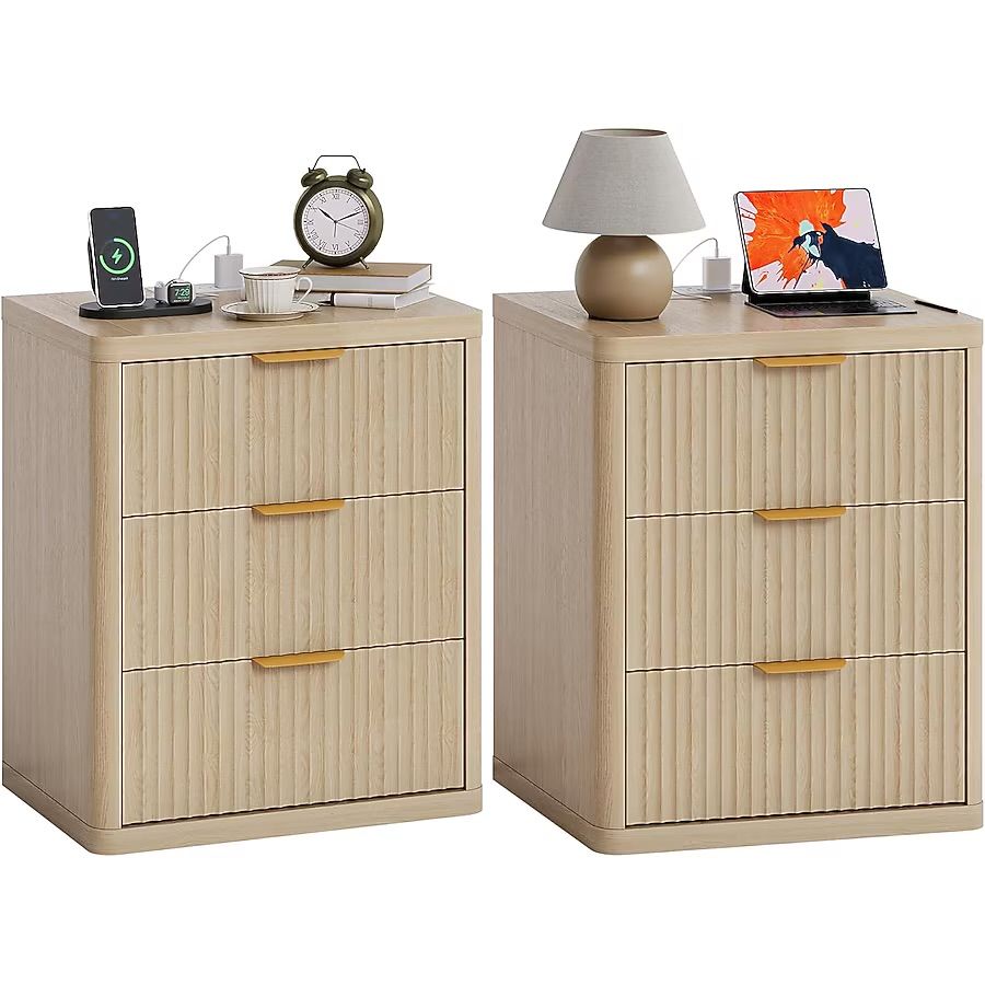 Fluted Nightstand set of 2