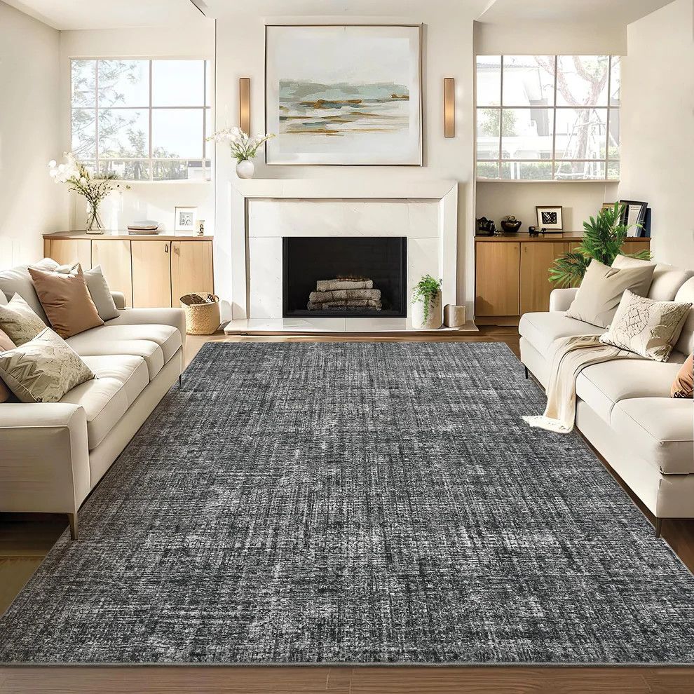 Washable 5x7 Area Rug Solid Color Low Pile Non-Slip