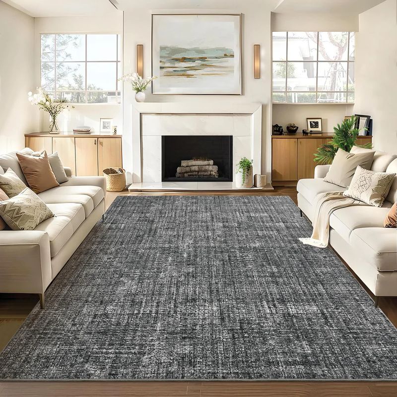 Washable 5x7 Area Rug Solid Color Low Pile Non-Slip