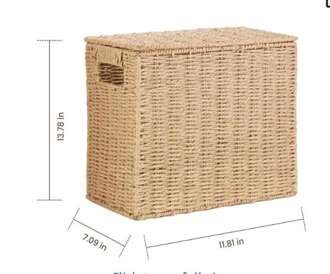 14 Inch Toilet Paper Storage Basket with Lid, 6-Roll