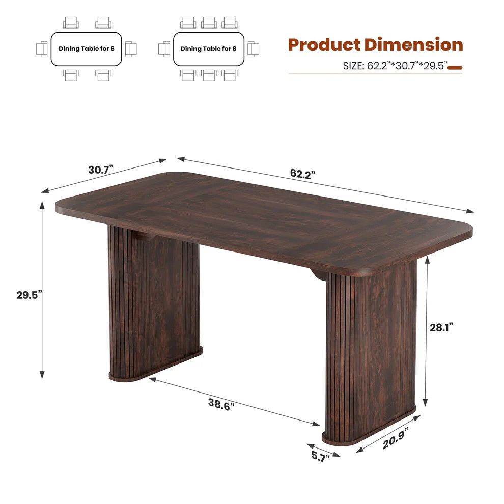62 Inch Large Dining Table