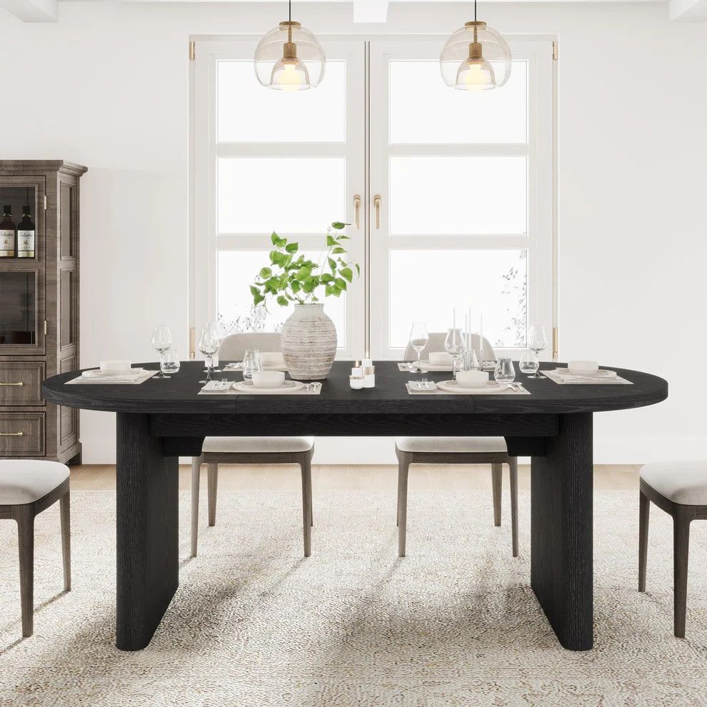 70.8" Modern Oval Wood Dining Table