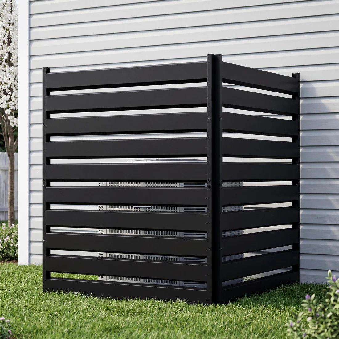 2-Panel Metal Air Conditioner Fence, 38" W x 42" H Outdoor Privacy Screen