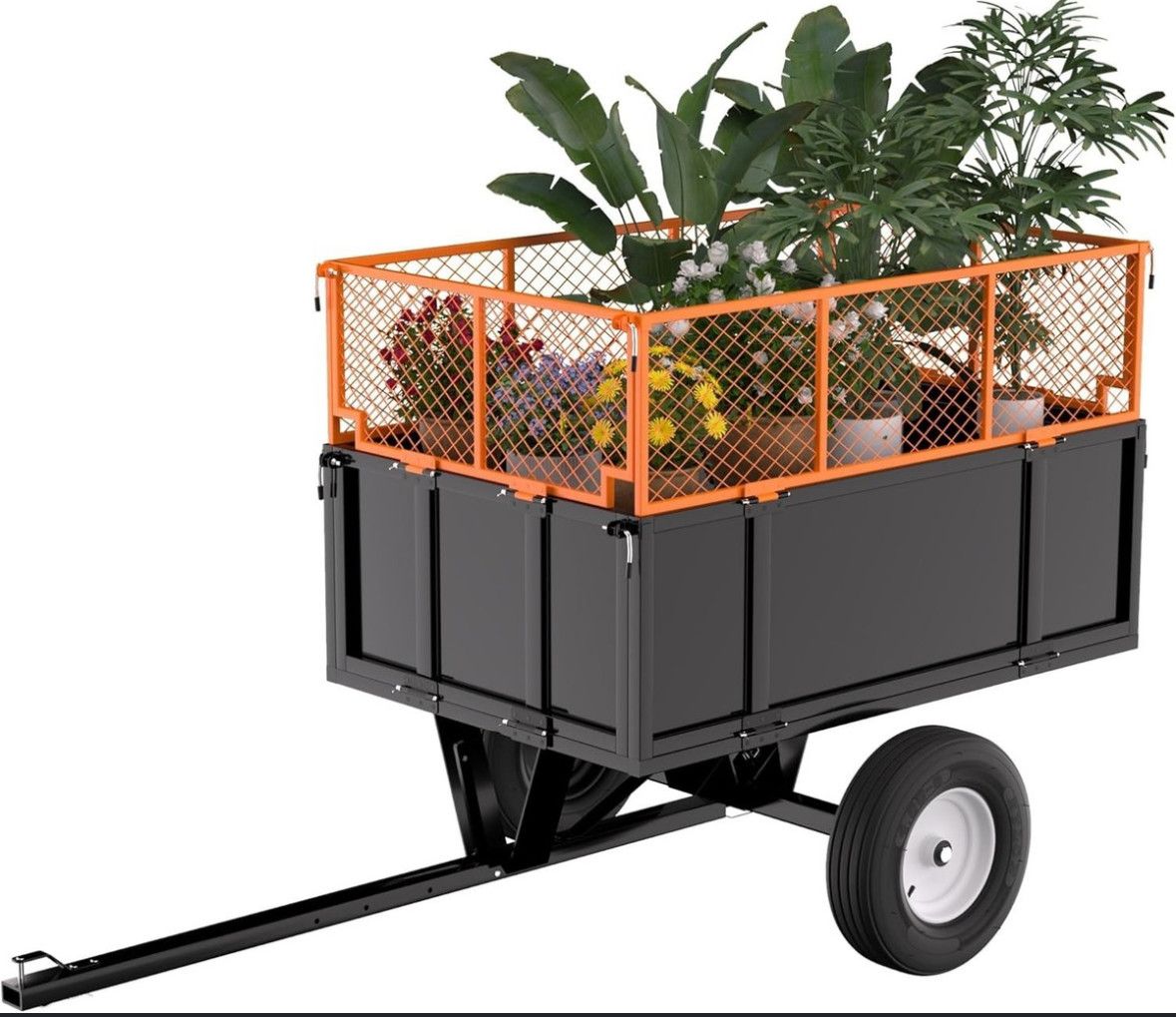 Tow behind dump cart
