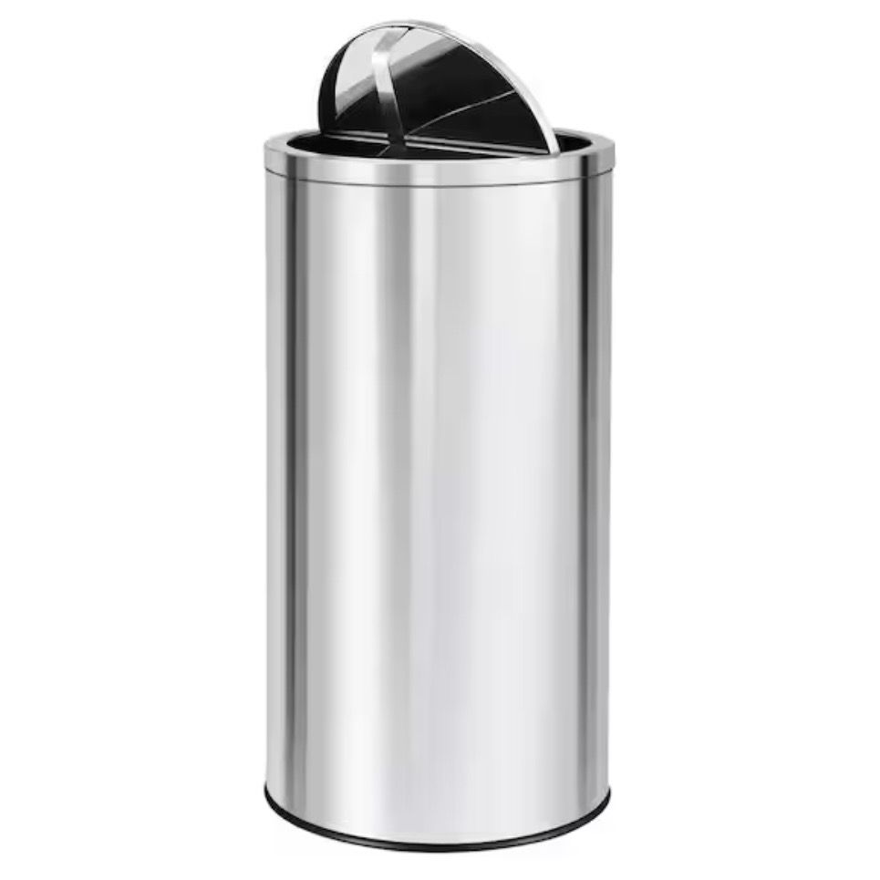18.5 Gal. Silver Round Stainless Steel Kitchen Trash Can