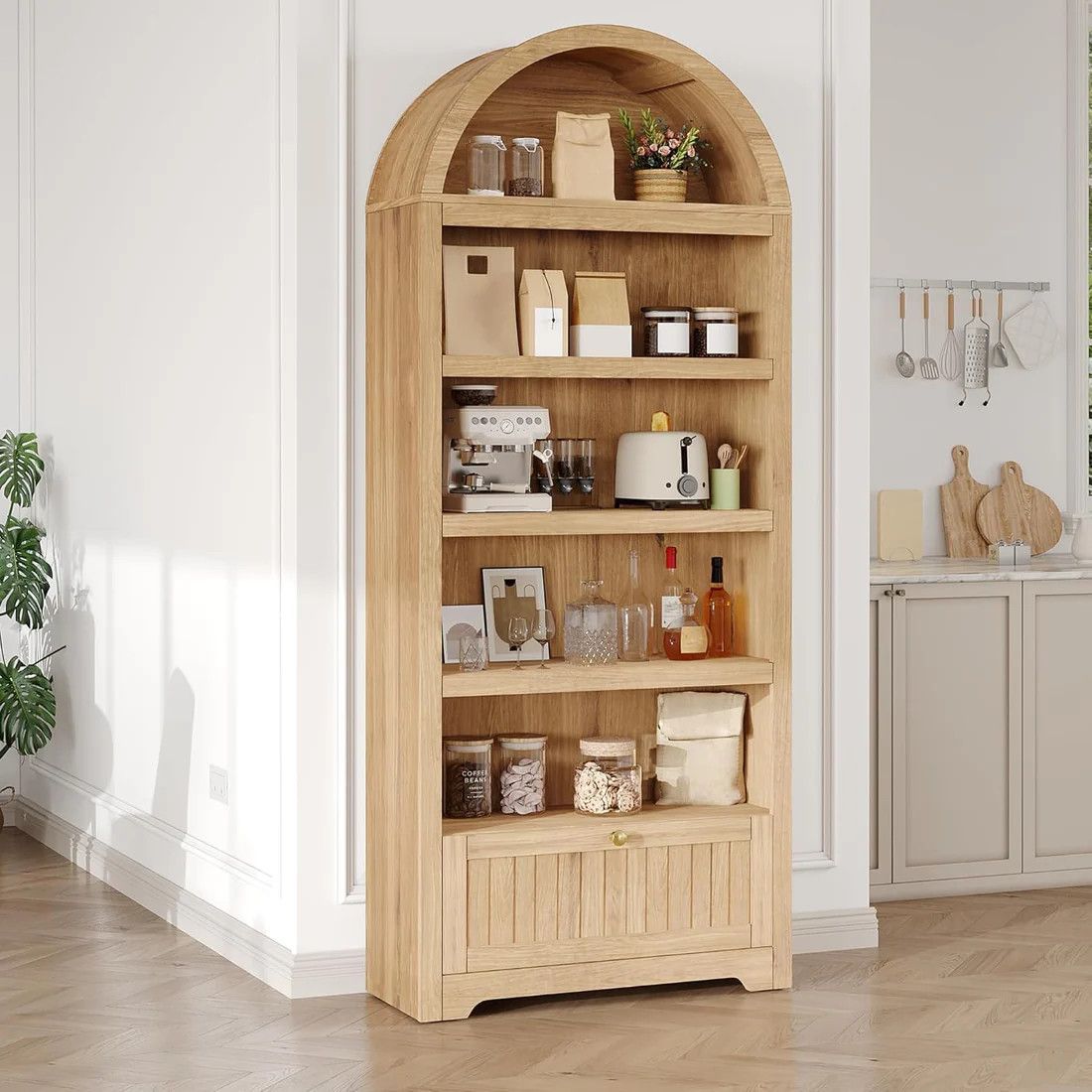 5-Tier Kitchen Storage Cabinet with Drawers, 72"