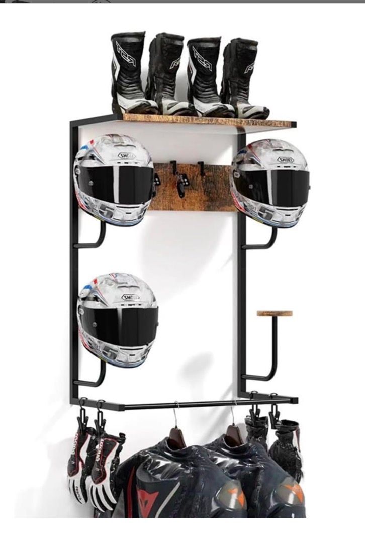 Helmet Rack With 4 Hat Stands