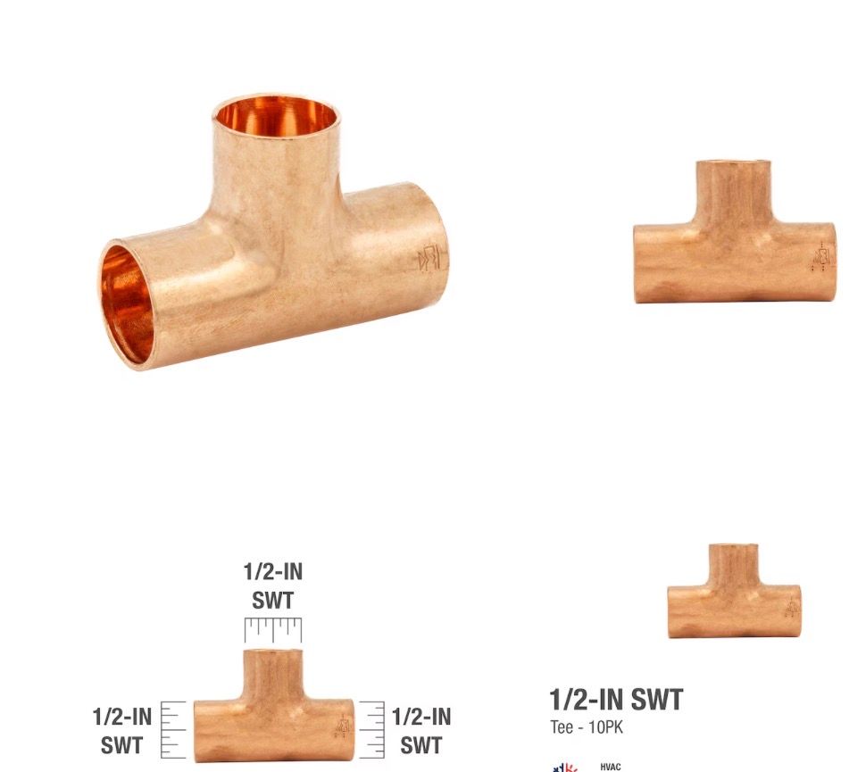 Streamline 1/2-in Copper Tee (10-Pack)