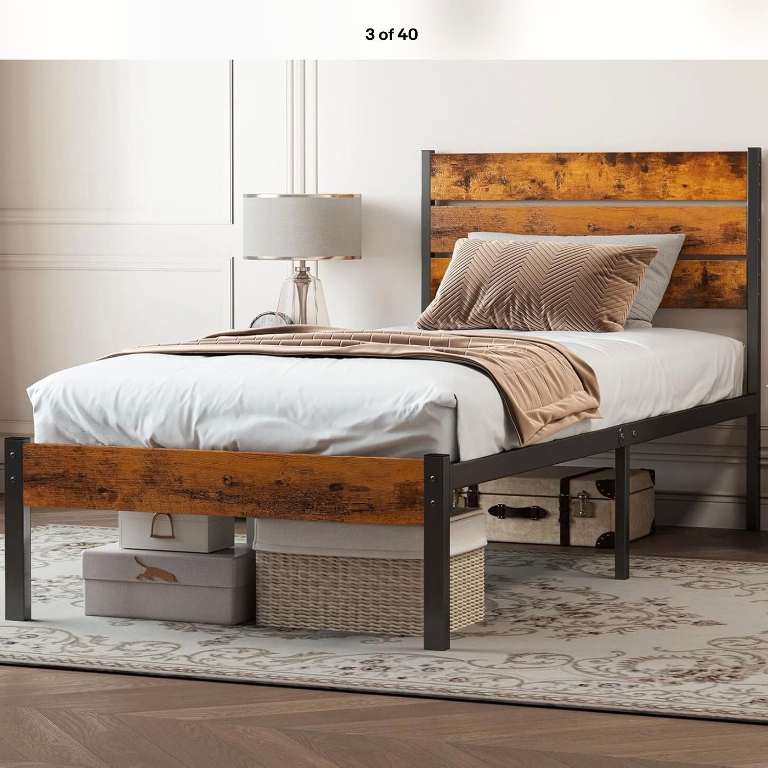 Twin Size Bed Frame with Headboard
