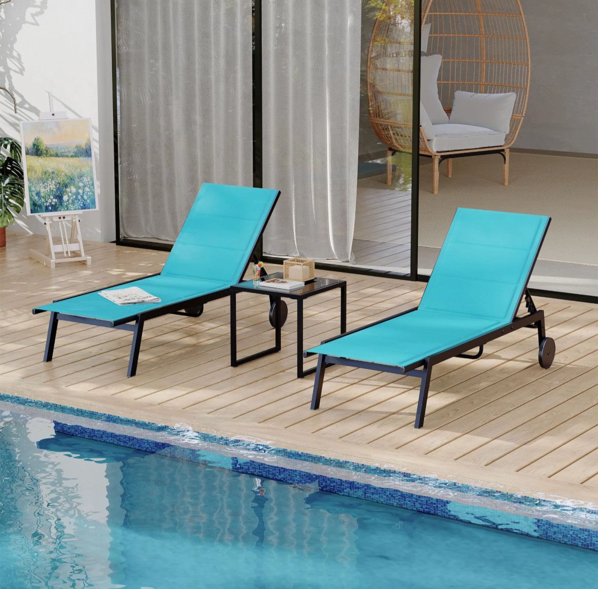 3pc chaise lounge chair set
