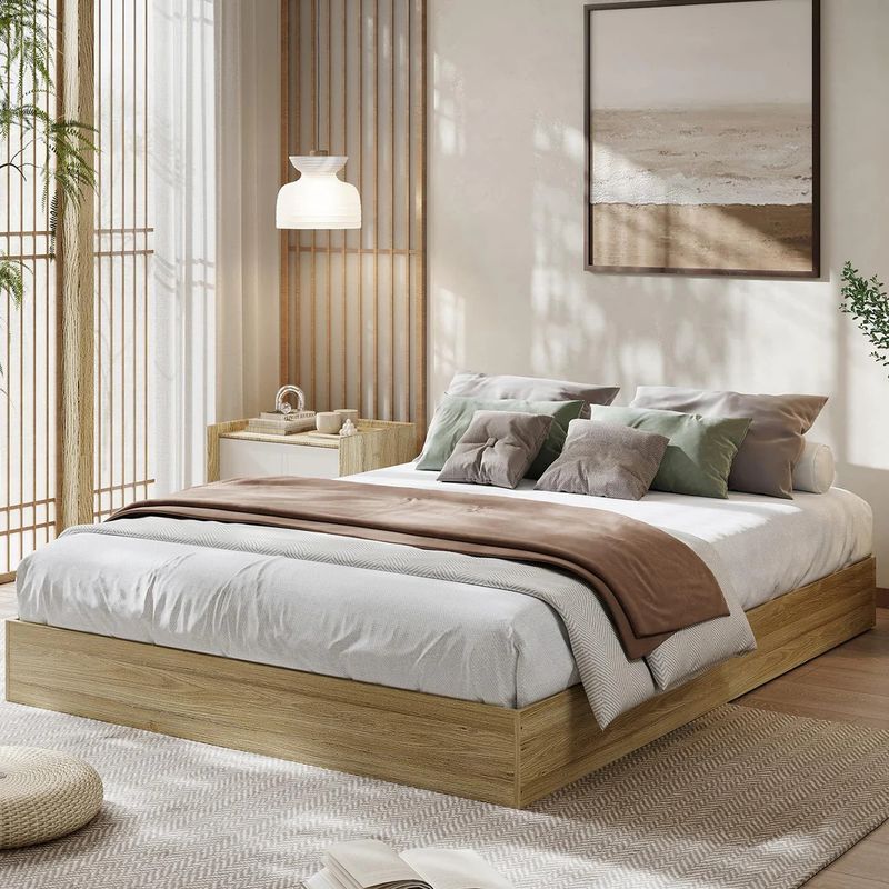 Wood Platform Bed Frame Without Headboard California king
