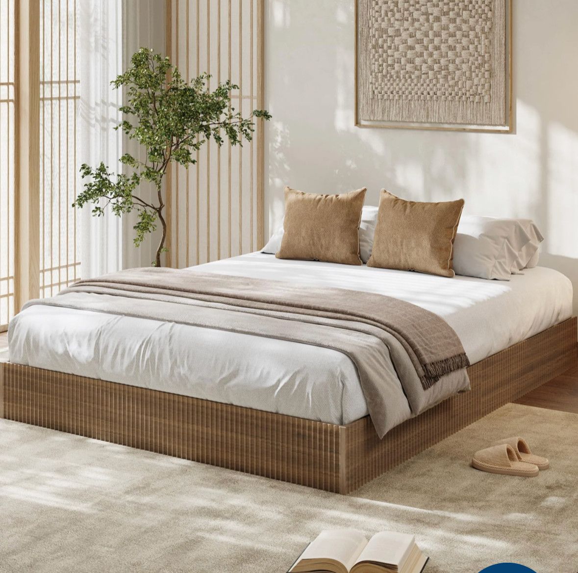 Minimalist fluted KING platform bed frame