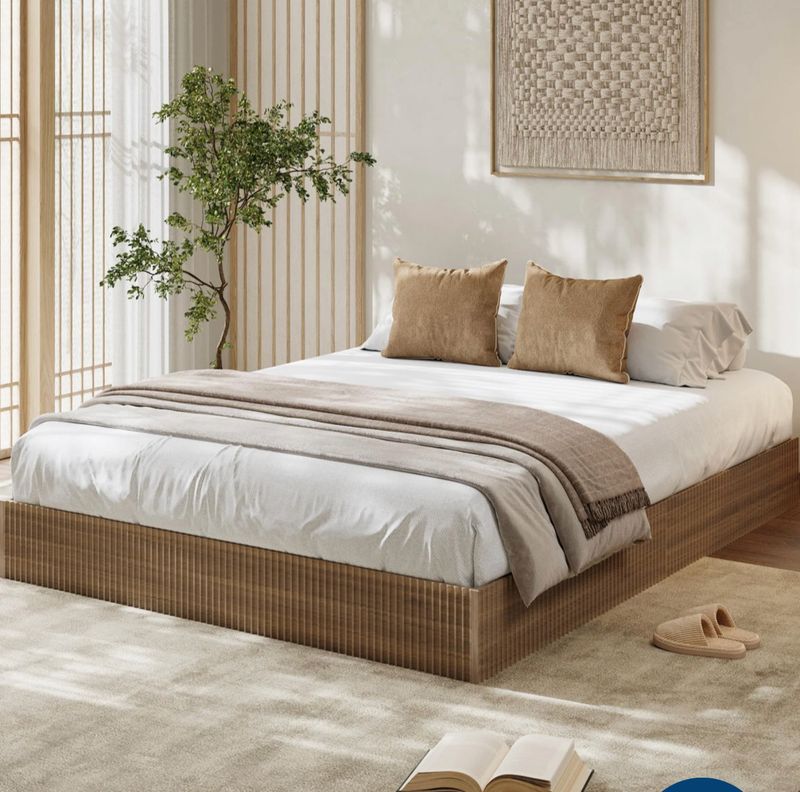 Minimalist fluted KING platform bed frame