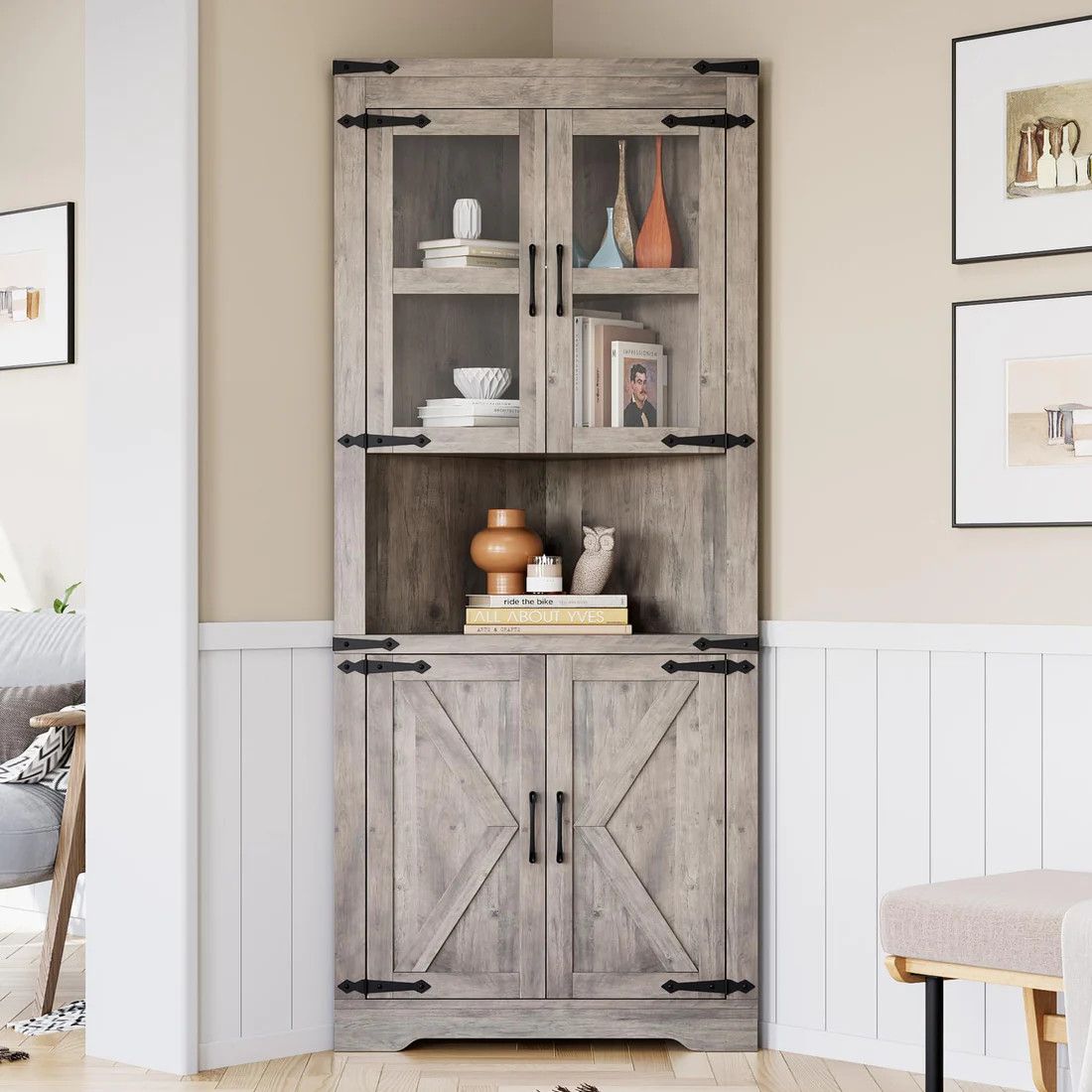 Farmhouse Corner Cabinet
