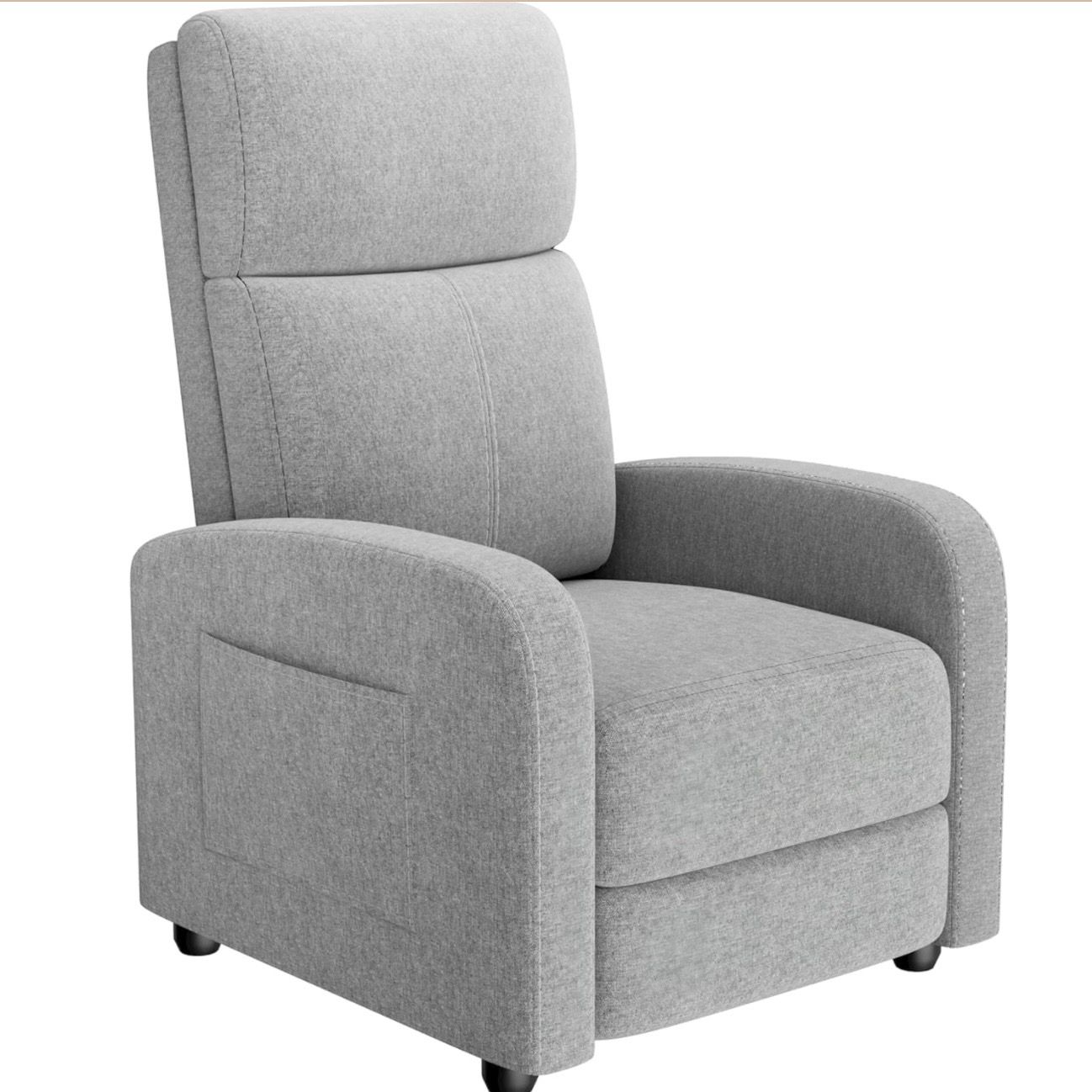 Push Back Recliner Chair for Adults - Ergonomic Single Sofa with Tall Back