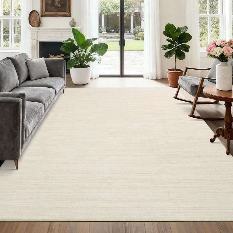 5x7 Washable Rugs Non Slip Minimalist Area Rug for Bedroom Ivory