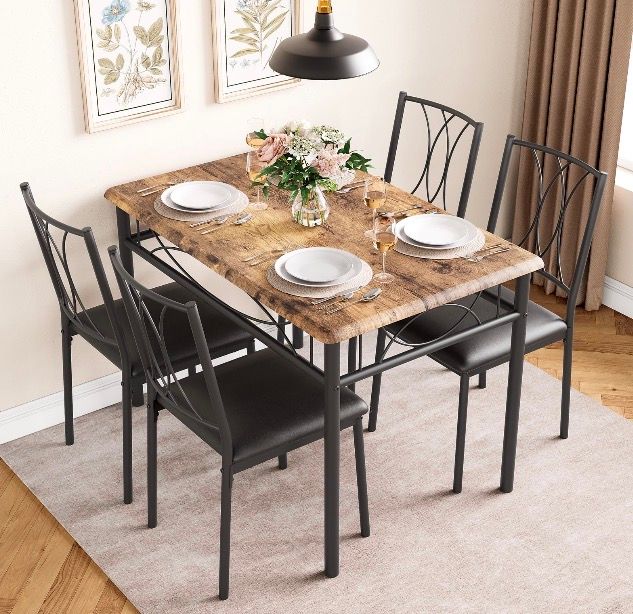 Dining table set of 5 Brown Top